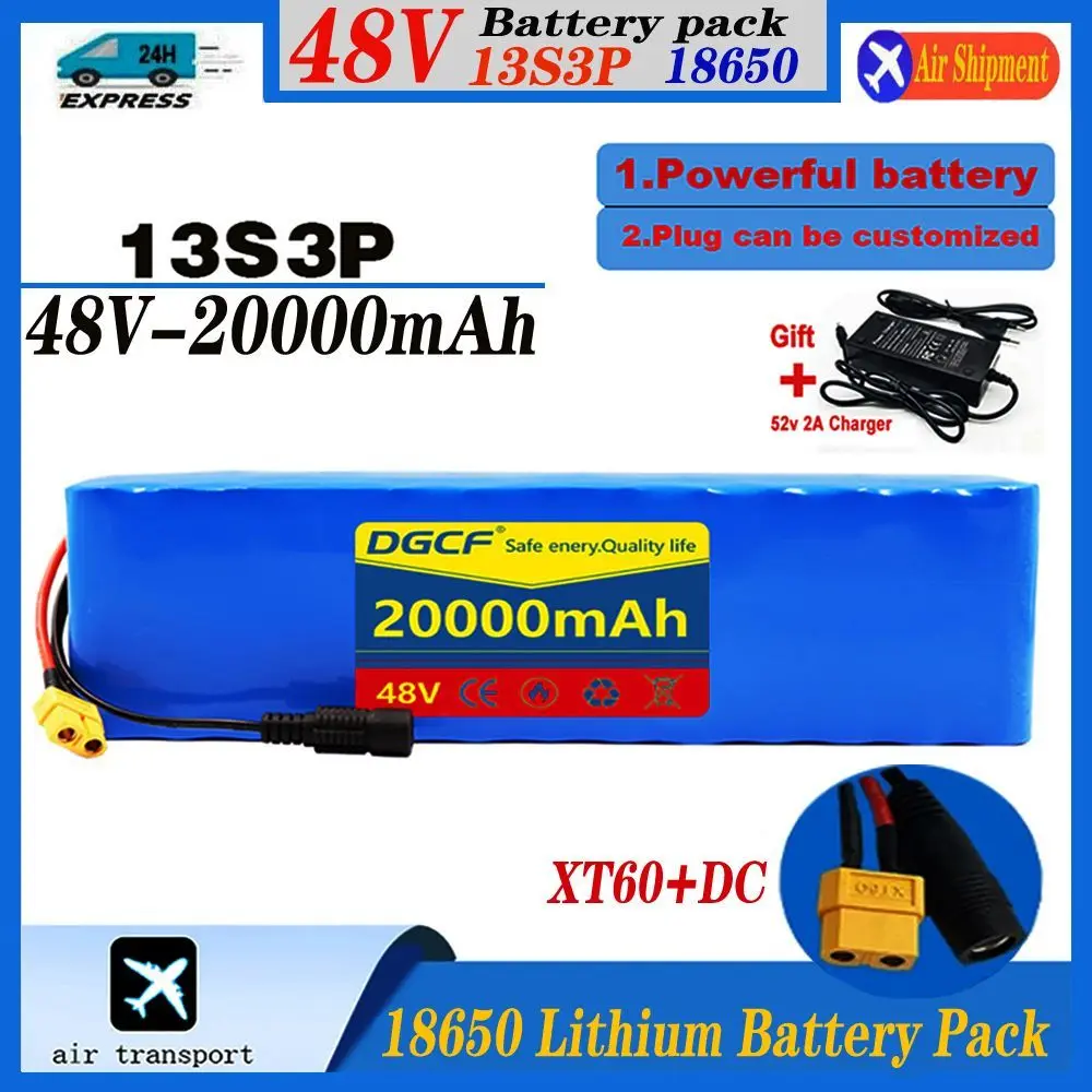 48V 20Ah 13S3P XT-60+DC 18650 Rechargeable Lithium-ion Battery Pack Built-in BMS Circuit Protection Board For trolley etc
48V 20Ah 13S3P XT-60+DC 18650 Rechargeable Lithium-ion Battery Pack Built-in BMS Circuit Protection Board For trolley etc