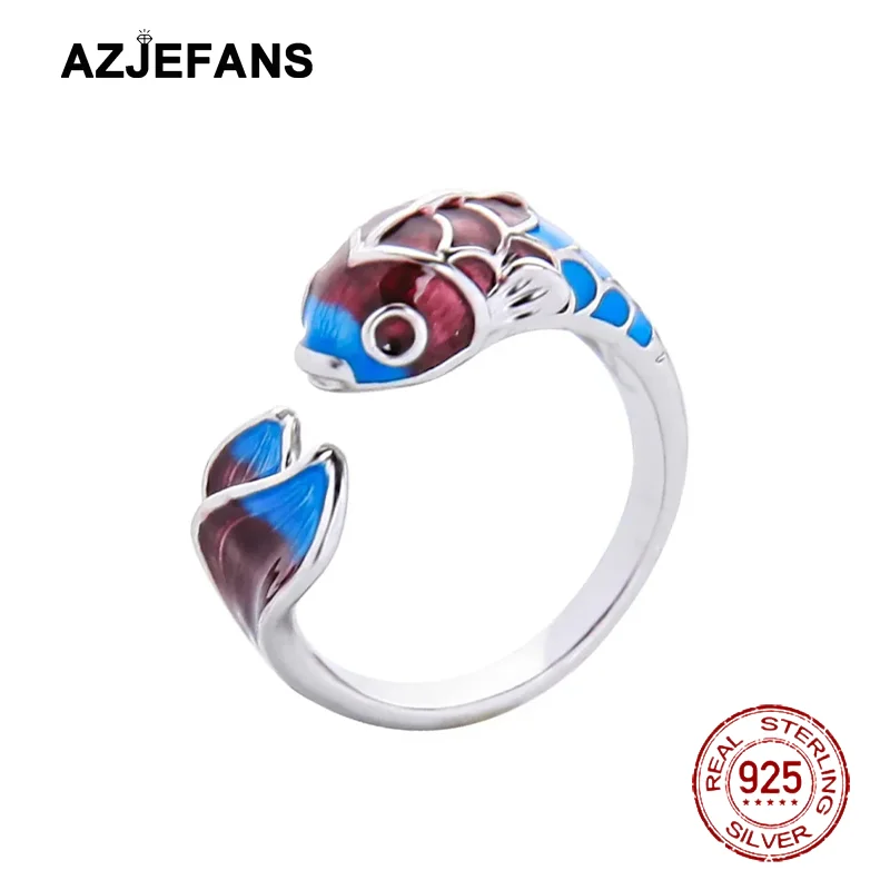 AZJEFANS Creative Lucky Blue Carp 925 Sterling Silver Jewelry Personality Colorful Fish Opening Rings
AZJEFANS Creative Lucky Blue Carp 925 Sterling Silver Jewelry Personality Colorful Fish Opening Rings