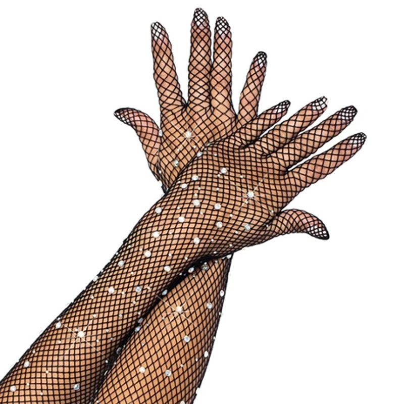 Sexy Elastic Mesh Long Gloves Summer Ultra-Thin Diamonds Full Finger Gloves Bungee Stage Performance Nightclub Women's Gloves
Sexy Elastic Mesh Long Gloves Summer Ultra-Thin Diamonds Full Finger Gloves Bungee Stage Performance Nightclub Women's Gloves
