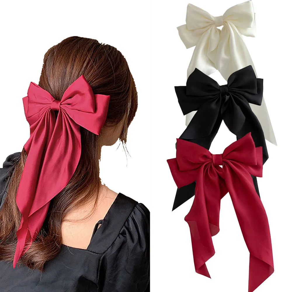 Fashion Solid Satin Women Large Bow Hairpin Solid Satin Long Ribbon Hair Clip Hair Accessories for Girls 2025
Fashion Solid Satin Women Large Bow Hairpin Solid Satin Long Ribbon Hair Clip Hair Accessories for Girls 2025