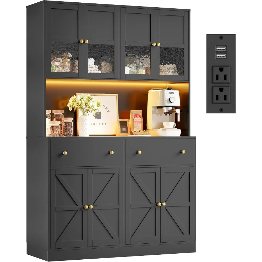 Farmhouse Style Kitchen Pantry Cabinet with LED Lighting and Charging Station, 71-Inch Wide, Including Microwave Stand and Stora
Farmhouse Style Kitchen Pantry Cabinet with LED Lighting and Charging Station, 71-Inch Wide, Including Microwave Stand and Stora