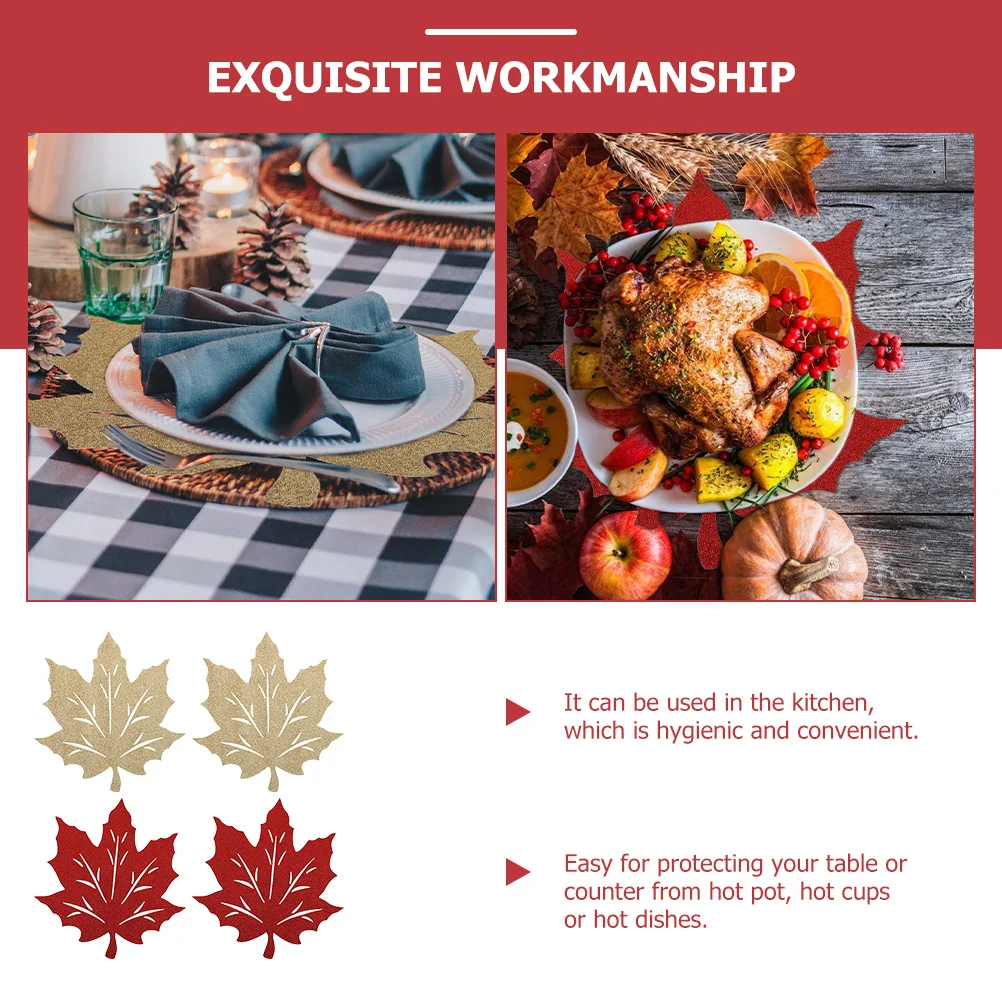 4Pcs Harvest Placemats Thanksgiving Leaf Table Mat Fall Design Anti-Slip Protective Pad for Kitchen Counter Dining Decor
4Pcs Harvest Placemats Thanksgiving Leaf Table Mat Fall Design Anti-Slip Protective Pad for Kitchen Counter Dining Decor