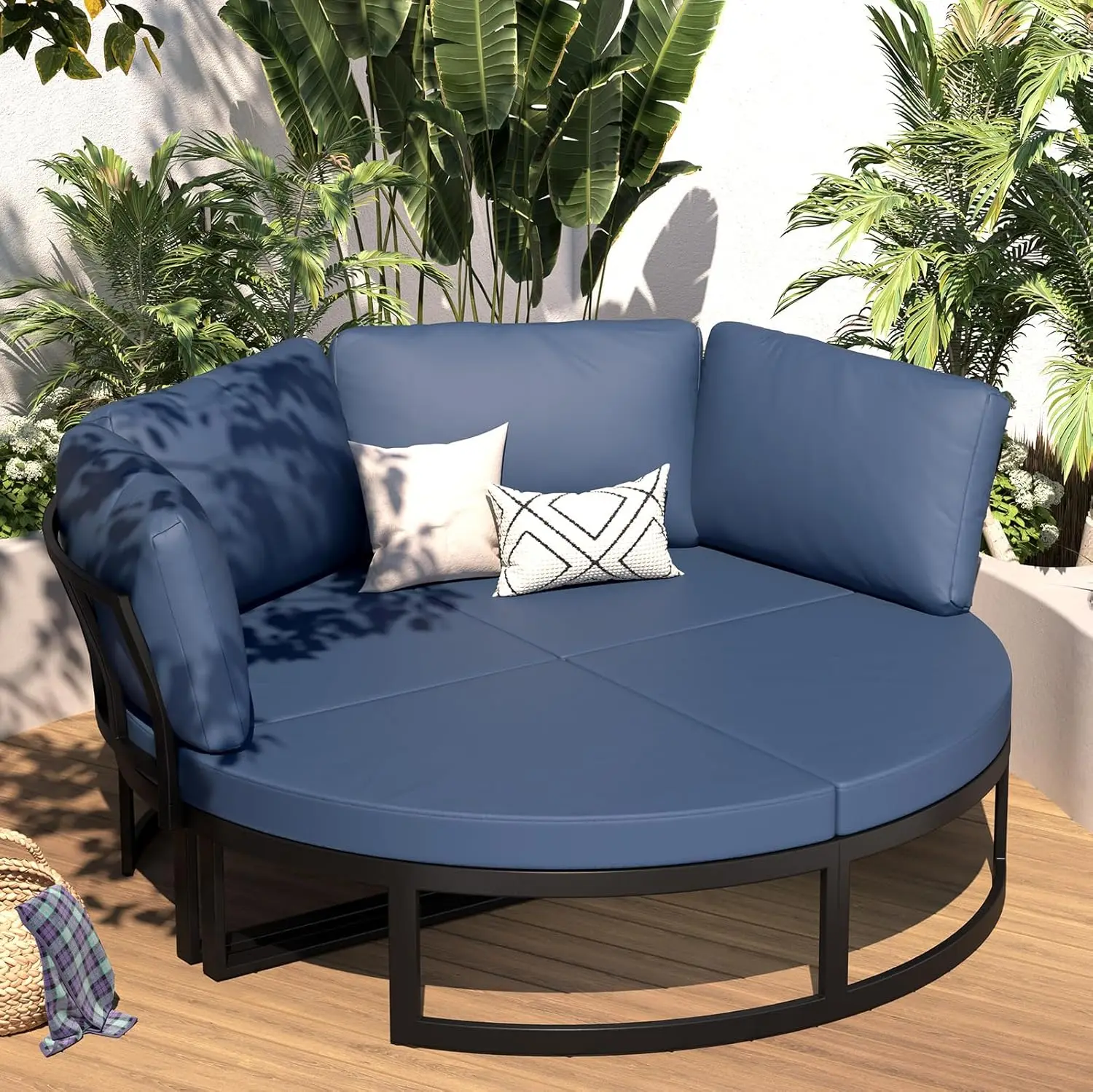 Metal Patio Furniture Set 74" Wide Outdoor Daybed with Extra Large 4 Pieces Seating Separates Cushioned Seats Sectional Round Da
Metal Patio Furniture Set 74" Wide Outdoor Daybed with Extra Large 4 Pieces Seating Separates Cushioned Seats Sectional Round Da