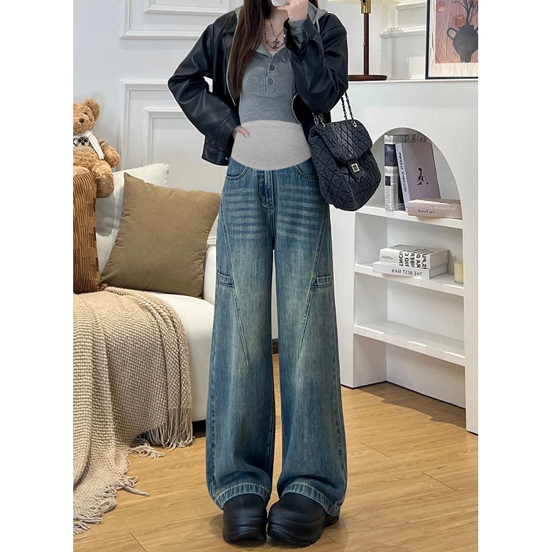 2025 Autumn New Korean Retro Blue Maternity Jeans - Flattering Wide-Leg Denim Pants for Pregnant Women American Vintage
2025 Autumn New Korean Retro Blue Maternity Jeans - Flattering Wide-Leg Denim Pants for Pregnant Women American Vintage