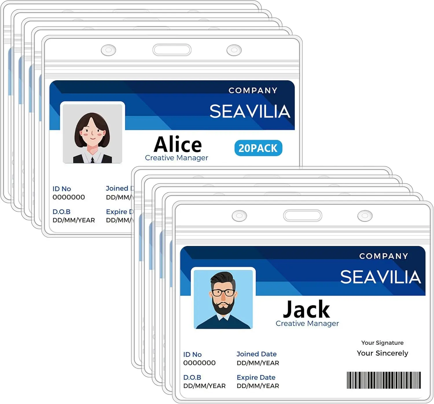 20 Pack Clear ID Badge Holder with Resealable Zip for Nurses and Office, 4.1" x 3.3" Horizontal Name Tag
20 Pack Clear ID Badge Holder with Resealable Zip for Nurses and Office, 4.1" x 3.3" Horizontal Name Tag