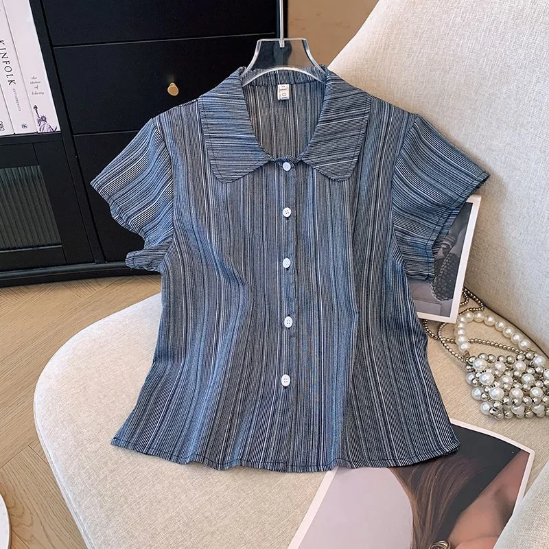 Women's French Style Collar Short Sleeve Chiffon Blouse Elegant Casual Shirt
Women's French Style Collar Short Sleeve Chiffon Blouse Elegant Casual Shirt