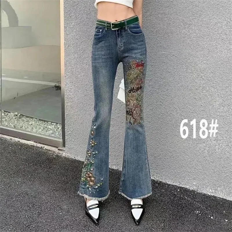 Spring Summer Casual Women Flared Jeans Korean Fashion High Waist Slim Straight Hot Diamond Embroidery Denim Pants Ladies
Spring Summer Casual Women Flared Jeans Korean Fashion High Waist Slim Straight Hot Diamond Embroidery Denim Pants Ladies