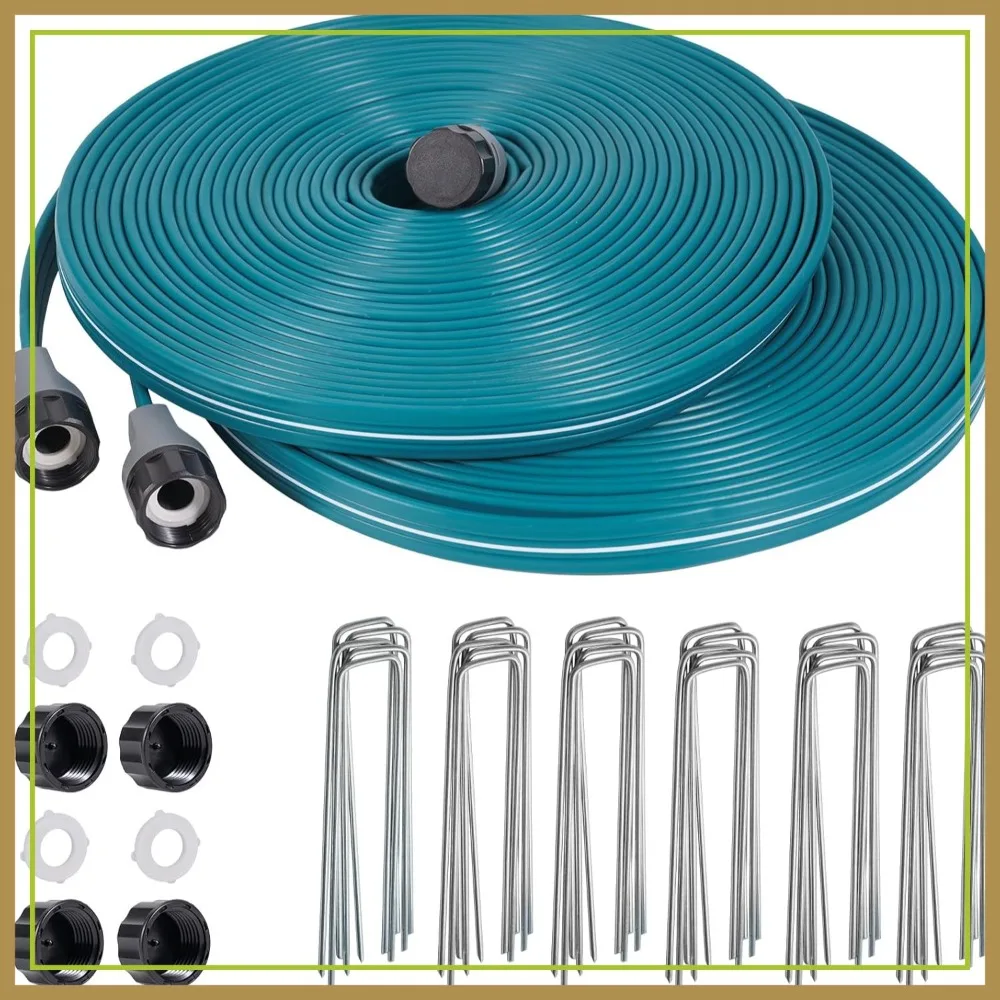 Soaker Hose 50 ft 2 Pack for Garden Lawn Watering with Stakes
Soaker Hose 50 ft 2 Pack for Garden Lawn Watering with Stakes