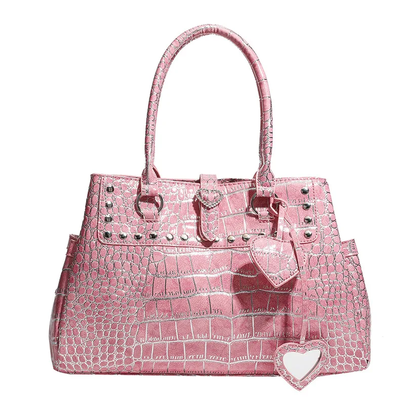 Light Luxury Crocodile-print Handbag for Hot Women Pink Heart Pattern Shoulder Bag Trendy High-grade Large Capacity Commuter Bag
Light Luxury Crocodile-print Handbag for Hot Women Pink Heart Pattern Shoulder Bag Trendy High-grade Large Capacity Commuter Bag