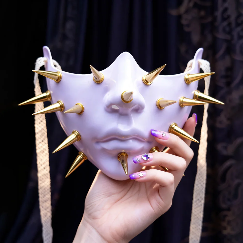 Women Men Cyberpunk Studded Mask Cosplay Mechanical Style Punk Half Face Masks Carnival Halloween Dress Up Party Costume Props
Women Men Cyberpunk Studded Mask Cosplay Mechanical Style Punk Half Face Masks Carnival Halloween Dress Up Party Costume Props
