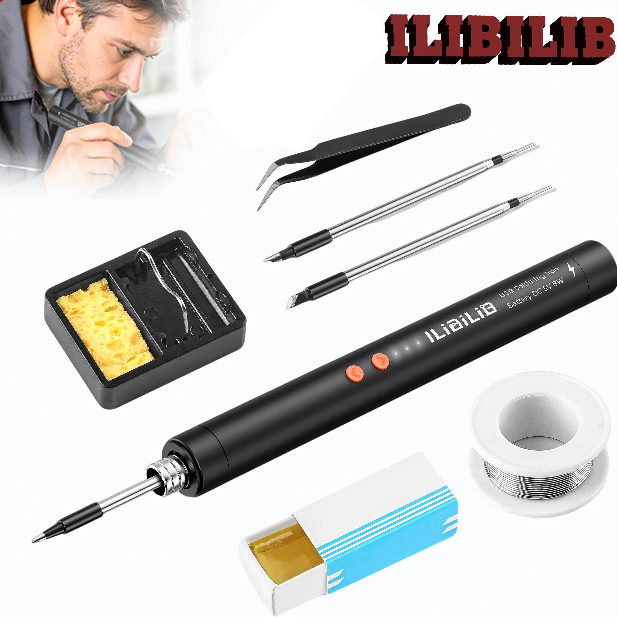 Usb/Wireless Soldering Iron, 3-Speed Temperature Control, with Welding Wire, Bracket 3 Soldering Tips
Usb/Wireless Soldering Iron, 3-Speed Temperature Control, with Welding Wire, Bracket 3 Soldering Tips