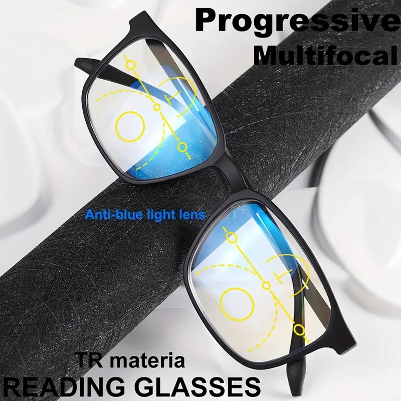 Прогрессивные мультифокальные очки для чтения, линзы с защитой от синего света, зеркальная оправа из материала TR, уход за глазами, модная квадратная оправа
Прогрессивные мультифокальные очки для чтения, линзы с защитой от синего света, зеркальная оправа из материала TR, уход за глазами, модная квадратная оправа