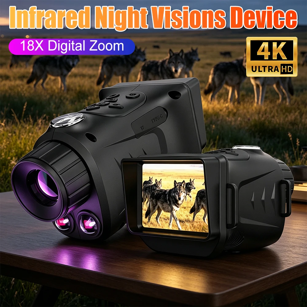 Infrared Night Visions Device 4K Full Dark Infrared Night Vision Telescope 18X Digital Zoom Night Visions Monocular Camera
Infrared Night Visions Device 4K Full Dark Infrared Night Vision Telescope 18X Digital Zoom Night Visions Monocular Camera