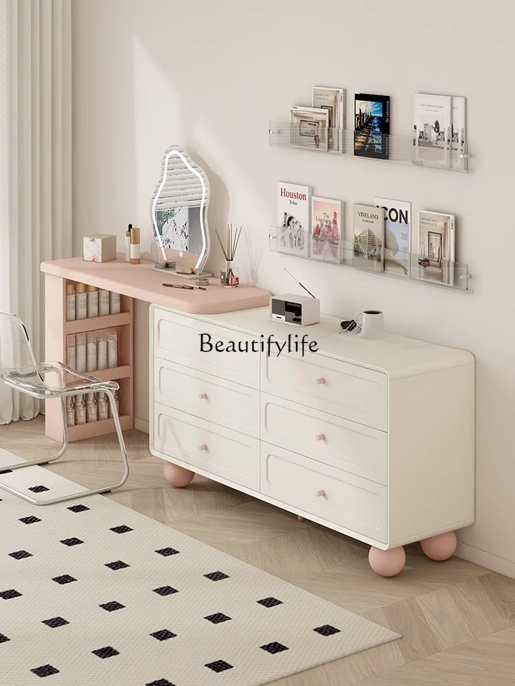 Cream Style Color-Block Makeup Table Bedside Extendable Integrated Vanity Table Customization
Cream Style Color-Block Makeup Table Bedside Extendable Integrated Vanity Table Customization