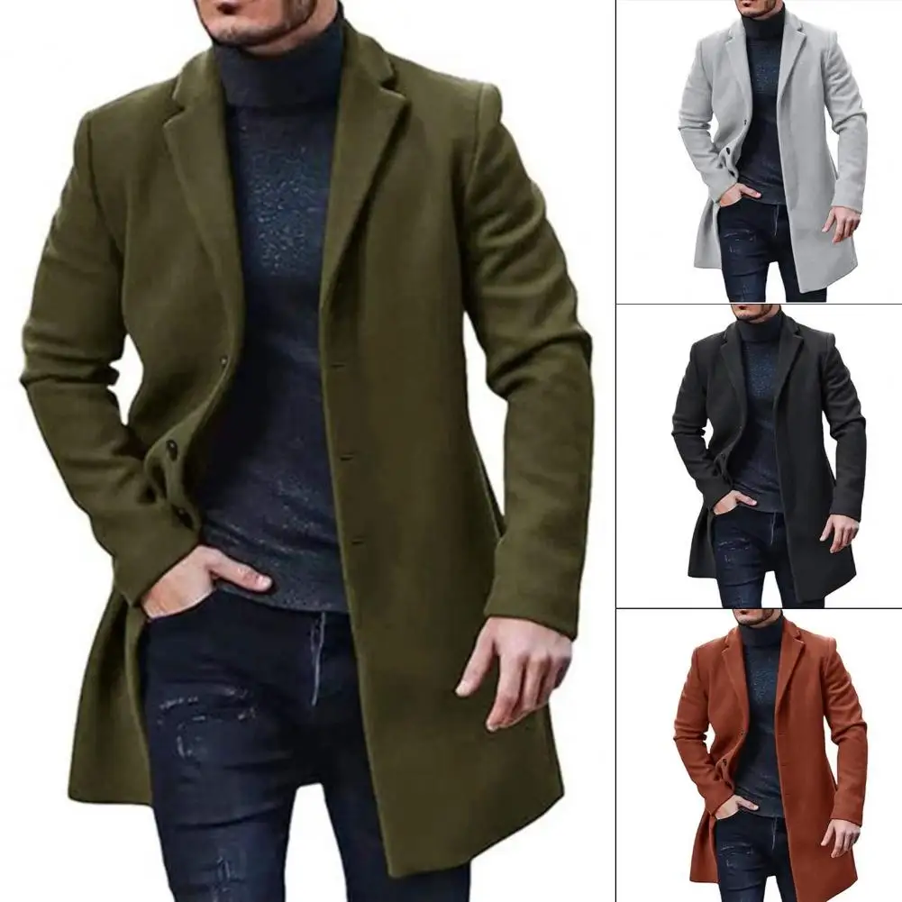 Autumn Winter Men Trench Coat Solid Color Single-breasted Long Sleeve Mid-Length Coat Thickened Windpoorf Jacket Streetwear
Autumn Winter Men Trench Coat Solid Color Single-breasted Long Sleeve Mid-Length Coat Thickened Windpoorf Jacket Streetwear