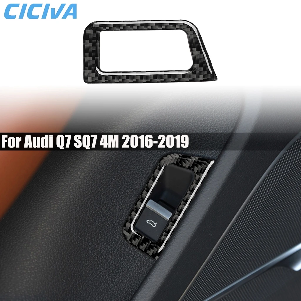 Carbon Fiber Car Accessories Trunk Switch Control Decorative Interior Cover Modified Trim Sticker For Audi Q7 SQ7 4M 2016-2019 
Carbon Fiber Car Accessories Trunk Switch Control Decorative Interior Cover Modified Trim Sticker For Audi Q7 SQ7 4M 2016-2019