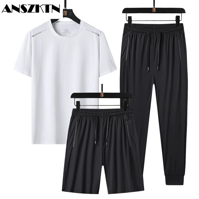 ANSZKTN Summer ice silk large size men loose lovers leisure suit running fitness short sleeve quick dry trousers three sets
ANSZKTN Summer ice silk large size men loose lovers leisure suit running fitness short sleeve quick dry trousers three sets