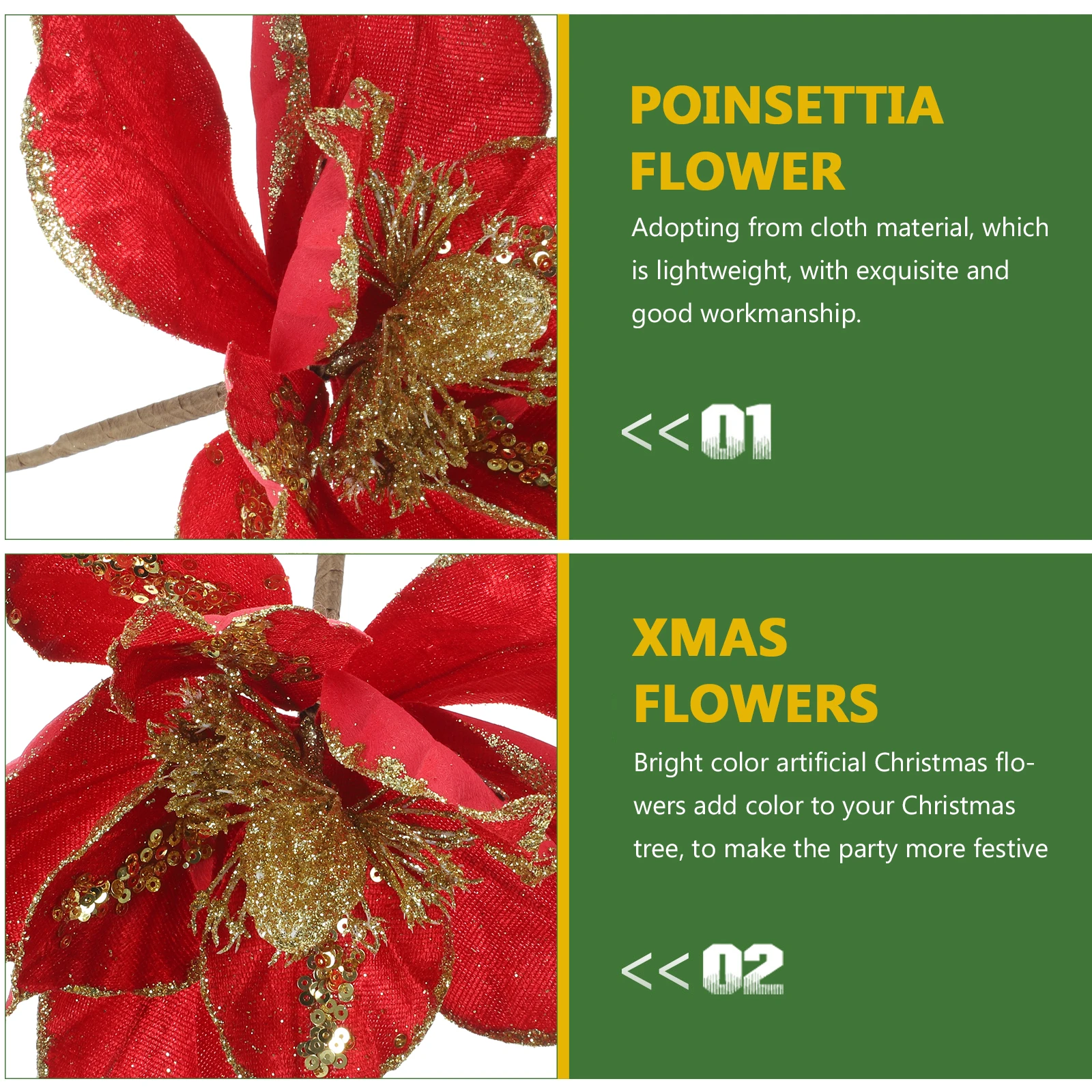 4pcs 22cm Red Christmas Flower Decorations for DIY Tree Xmas Poinsettia Artificial HolidayFlowers Cloth Material
4pcs 22cm Red Christmas Flower Decorations for DIY Tree Xmas Poinsettia Artificial HolidayFlowers Cloth Material