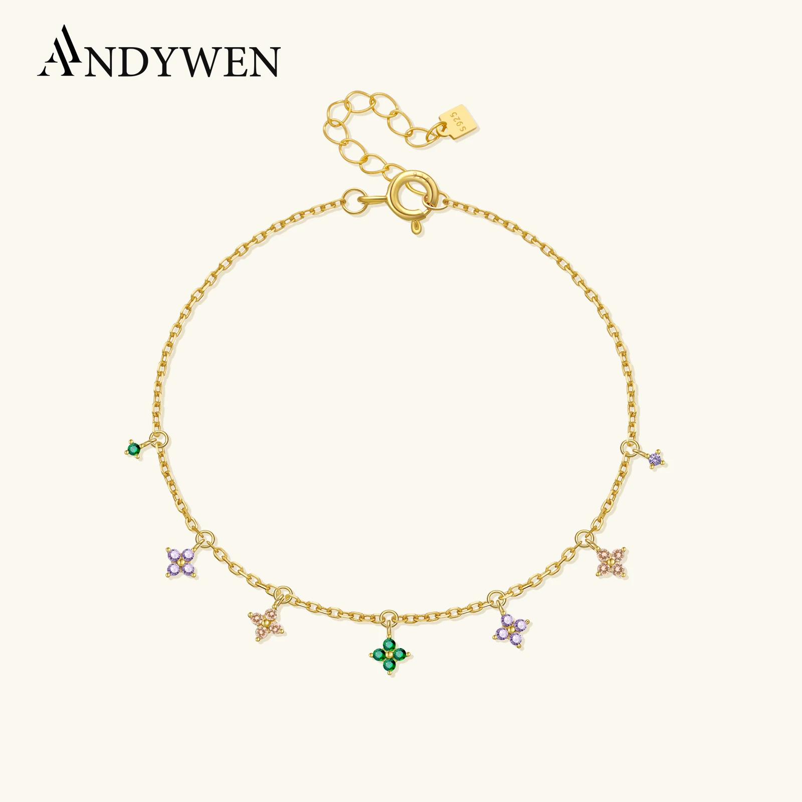 ANDYWEN 925 Sterling Silver Dainty Four Leaf Flower Charm Bracelet with Muti-color Zircon 2026 Dainty & Sweet Women Jewelry
ANDYWEN 925 Sterling Silver Dainty Four Leaf Flower Charm Bracelet with Muti-color Zircon 2026 Dainty & Sweet Women Jewelry