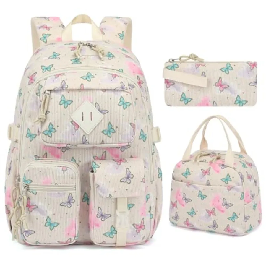 Corduroy 3-Piece Backpack Set for Girls Boys School Bookbag, Backpacks with Lunch Box and Pencil Case Ages 8-18 -Butterfly
Corduroy 3-Piece Backpack Set for Girls Boys School Bookbag, Backpacks with Lunch Box and Pencil Case Ages 8-18 -Butterfly