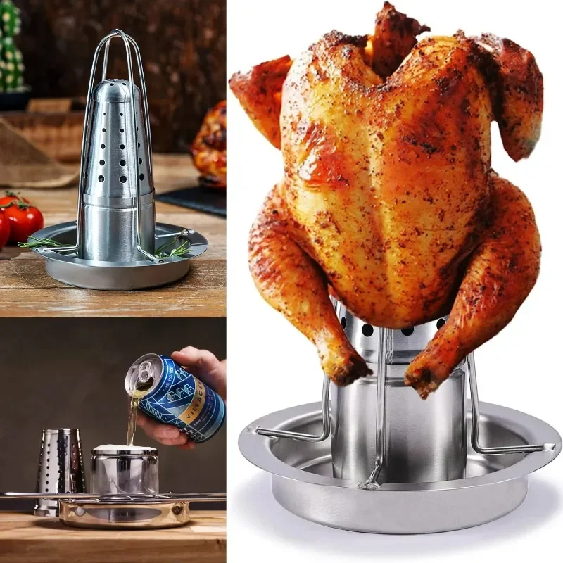 Chicken Roaster Stand Stainless Steel Beer Can Vertical Chicken Holder with Drip Pan Upright Chicken Barbecue Rack for Grill
Chicken Roaster Stand Stainless Steel Beer Can Vertical Chicken Holder with Drip Pan Upright Chicken Barbecue Rack for Grill