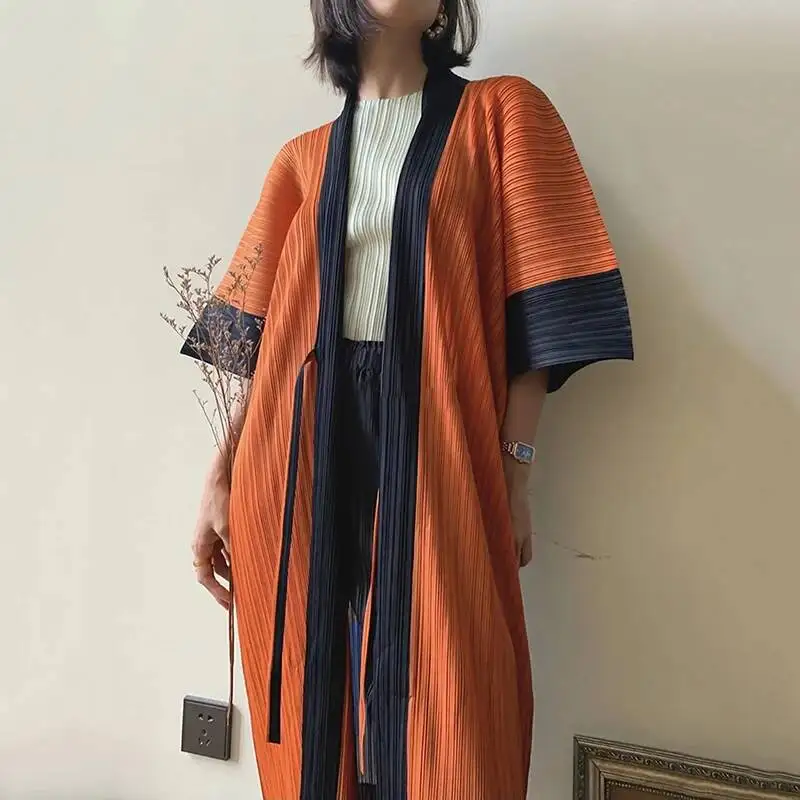 Temperament Colorblock Pleated Women's Long Coat Chic Cardigan Lace Up Design Printed Trench Coat Summer Cloth 2R1IC
Temperament Colorblock Pleated Women's Long Coat Chic Cardigan Lace Up Design Printed Trench Coat Summer Cloth 2R1IC
