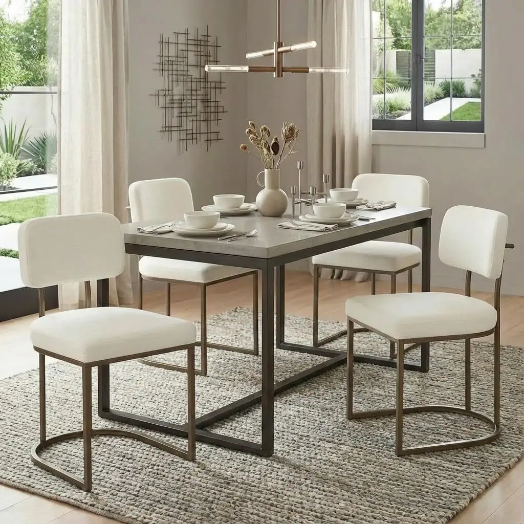 Upholstered Dining Chairs Set of 4, Modern Kitchen Chairs with Ergonomic Backrest, Fabric Cushion & Metal Legs for Living Room, Restaurant, Café, Ivory, 2 Boxes
Upholstered Dining Chairs Set of 4, Modern Kitchen Chairs with Ergonomic Backrest, Fabric Cushion & Metal Legs for Living Room, Restaurant, Café, Ivory, 2 Boxes