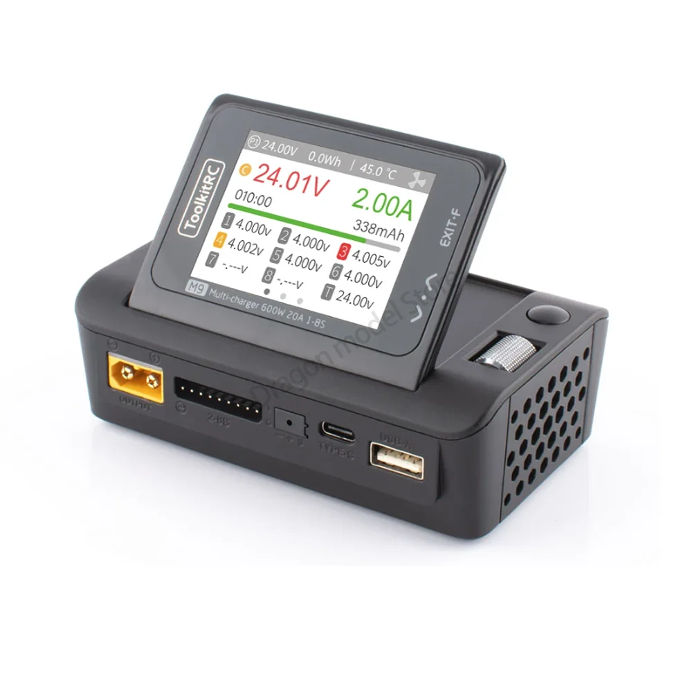ToolkitRC M9 600 Вт 20 А USB Умное зарядное устройство постоянного тока с быстрой зарядкой Регулируемый угол экрана с функцией аудио для 1-8S Lipo LiFe батареи
ToolkitRC M9 600 Вт 20 А USB Умное зарядное устройство постоянного тока с быстрой зарядкой Регулируемый угол экрана с функцией аудио для 1-8S Lipo LiFe батареи
