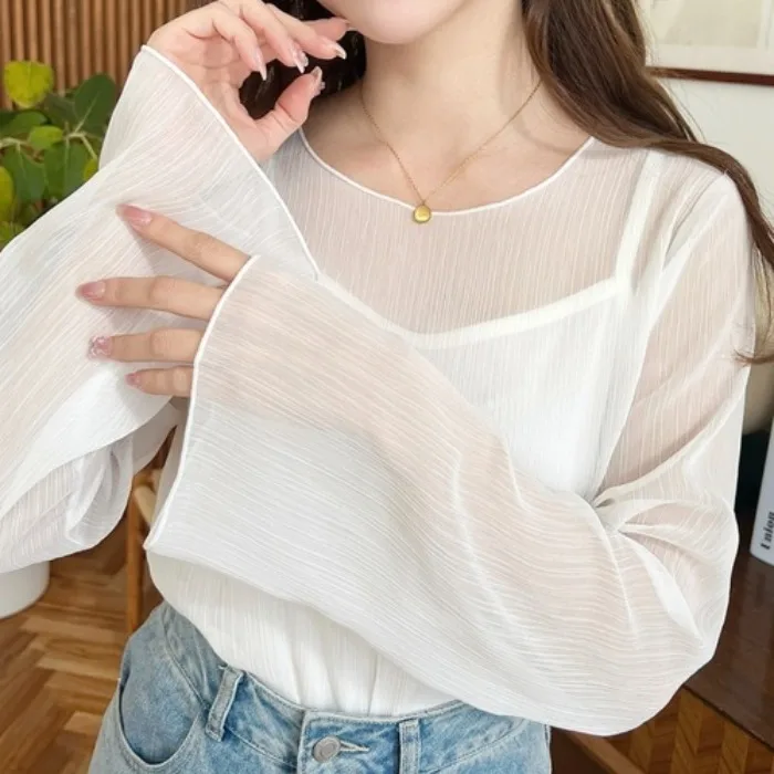 Japanese And Korean Style Summer Chiffon Shirt, Air Conditioning Shirt, Lace Shirt, Transparent Top
Japanese And Korean Style Summer Chiffon Shirt, Air Conditioning Shirt, Lace Shirt, Transparent Top