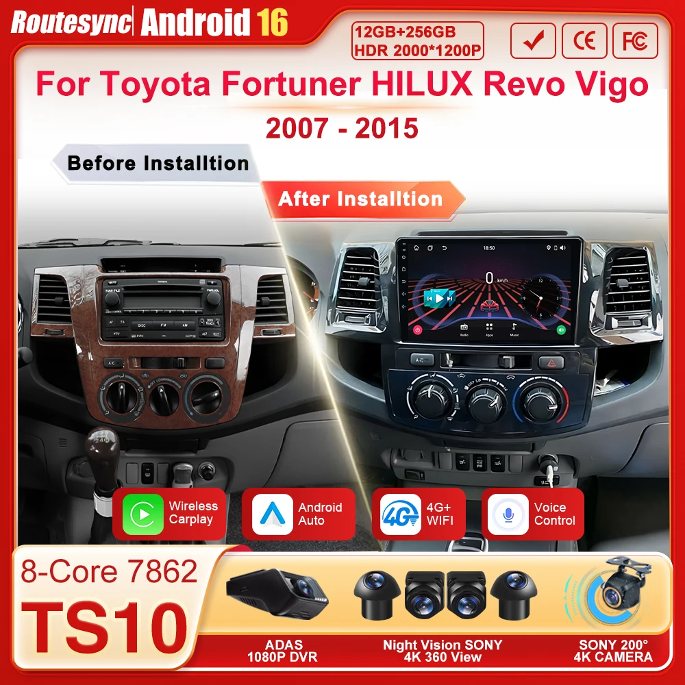 Автомагнитола для Toyota Fortuner HILUX Revo Vigo 2007-2015, мультимедийный плеер Android 16, Carplay, динамики, GPS-навигация, 4G Wi-Fi, 8-ядерный процессор
Автомагнитола для Toyota Fortuner HILUX Revo Vigo 2007-2015, мультимедийный плеер Android 16, Carplay, динамики, GPS-навигация, 4G Wi-Fi, 8-ядерный процессор