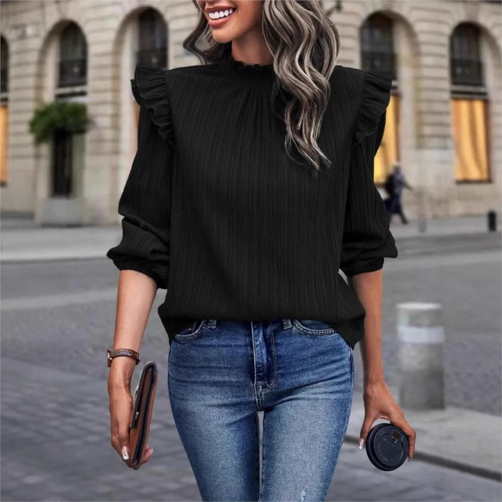 Elegant Solid Color Office Lady Shirt 2025 Women's New Style Ruffled Stand Collar Spliced Lantern Sleeves Women's Blouse Tops
Elegant Solid Color Office Lady Shirt 2025 Women's New Style Ruffled Stand Collar Spliced Lantern Sleeves Women's Blouse Tops