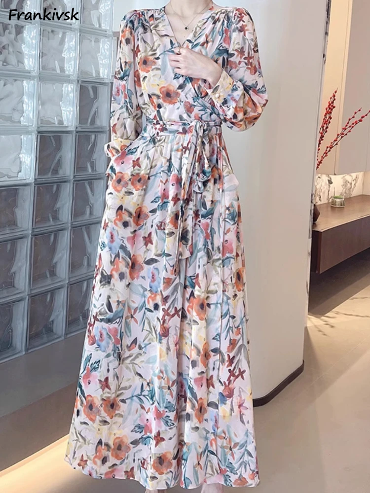 Dresses Women V-neck Floral French Middle Aged Lace-up Autumn Elegant Trendy Colorful Streetwear Gentle Retro Leisure Holiday
Dresses Women V-neck Floral French Middle Aged Lace-up Autumn Elegant Trendy Colorful Streetwear Gentle Retro Leisure Holiday