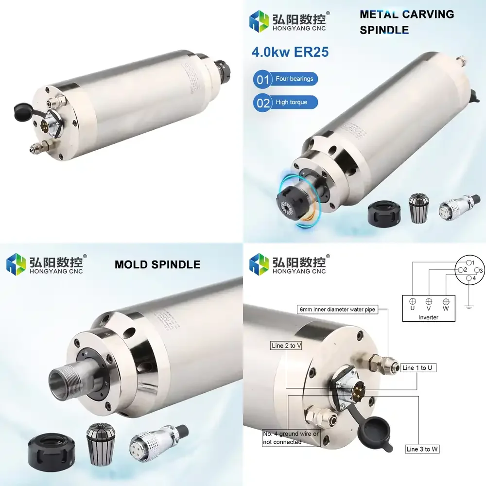 Hongyang HYM110-24Z Water Cooled Spindle Motor 4KW 110mm 24000rpm for Engraving and Milling
Hongyang HYM110-24Z Water Cooled Spindle Motor 4KW 110mm 24000rpm for Engraving and Milling