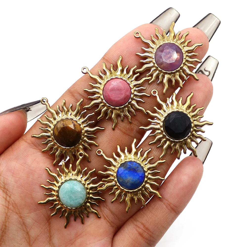 25x30mm Natural Stone Amethyst Agate Pendant Sun Sunlight Charms Jewelry Connectors for Making DIY Necklaces Bracelets Earrings
25x30mm Natural Stone Amethyst Agate Pendant Sun Sunlight Charms Jewelry Connectors for Making DIY Necklaces Bracelets Earrings