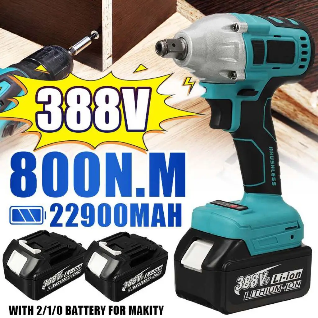 Electric Impact Wrench 1/2 Sokect 800N.m Cordless Wrench Screwdriver Power Tools Rechargeable for Makita 18V Battery
Electric Impact Wrench 1/2 Sokect 800N.m Cordless Wrench Screwdriver Power Tools Rechargeable for Makita 18V Battery
