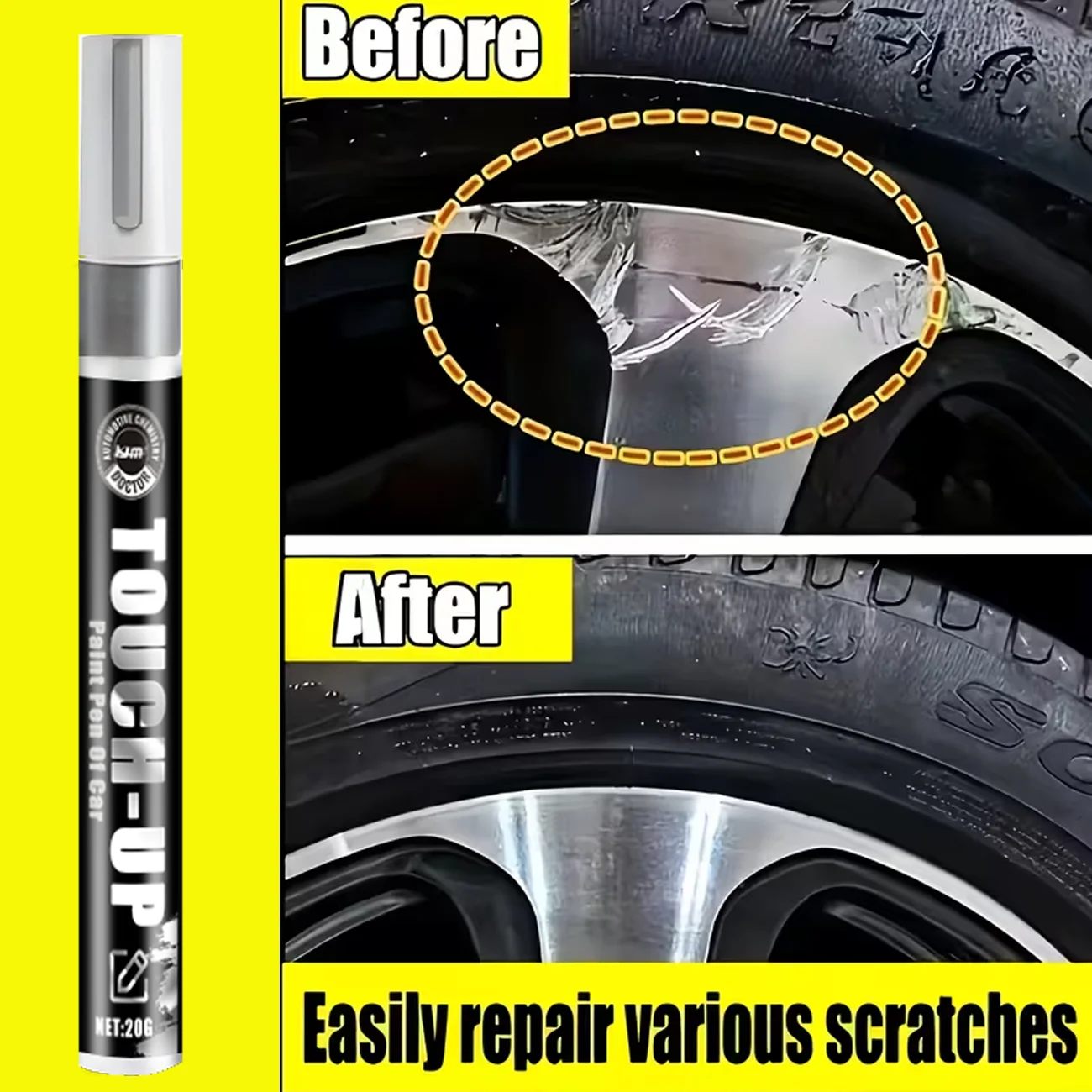 Car Rim Scratch Repair Pen,Chrome Finish Touch-Up Paint Marker,Quick Repair For Alloy Wheel Hub Scratches,Abrasion & Oxidation F
Car Rim Scratch Repair Pen,Chrome Finish Touch-Up Paint Marker,Quick Repair For Alloy Wheel Hub Scratches,Abrasion & Oxidation F