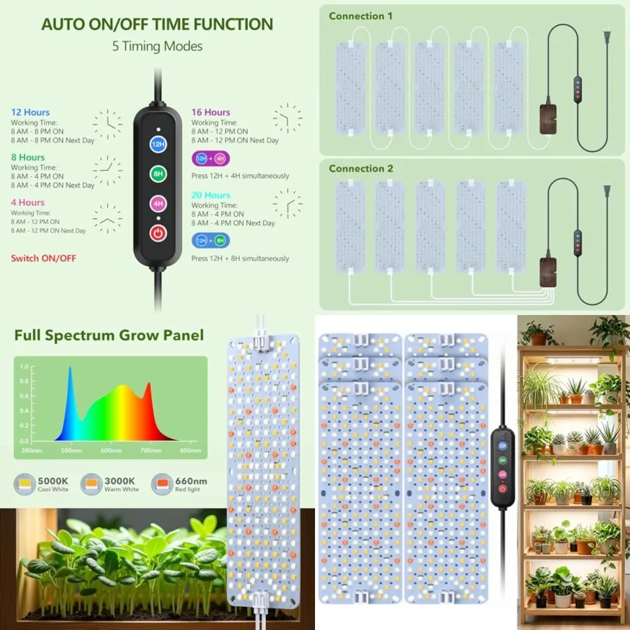 Full Spectrum 1152 LEDs Grow Lights, 60W Plant Grow Lights for Indoor Plants with Daisy Chain Function, Sunlike Spectrum, 4/8/1
Full Spectrum 1152 LEDs Grow Lights, 60W Plant Grow Lights for Indoor Plants with Daisy Chain Function, Sunlike Spectrum, 4/8/1