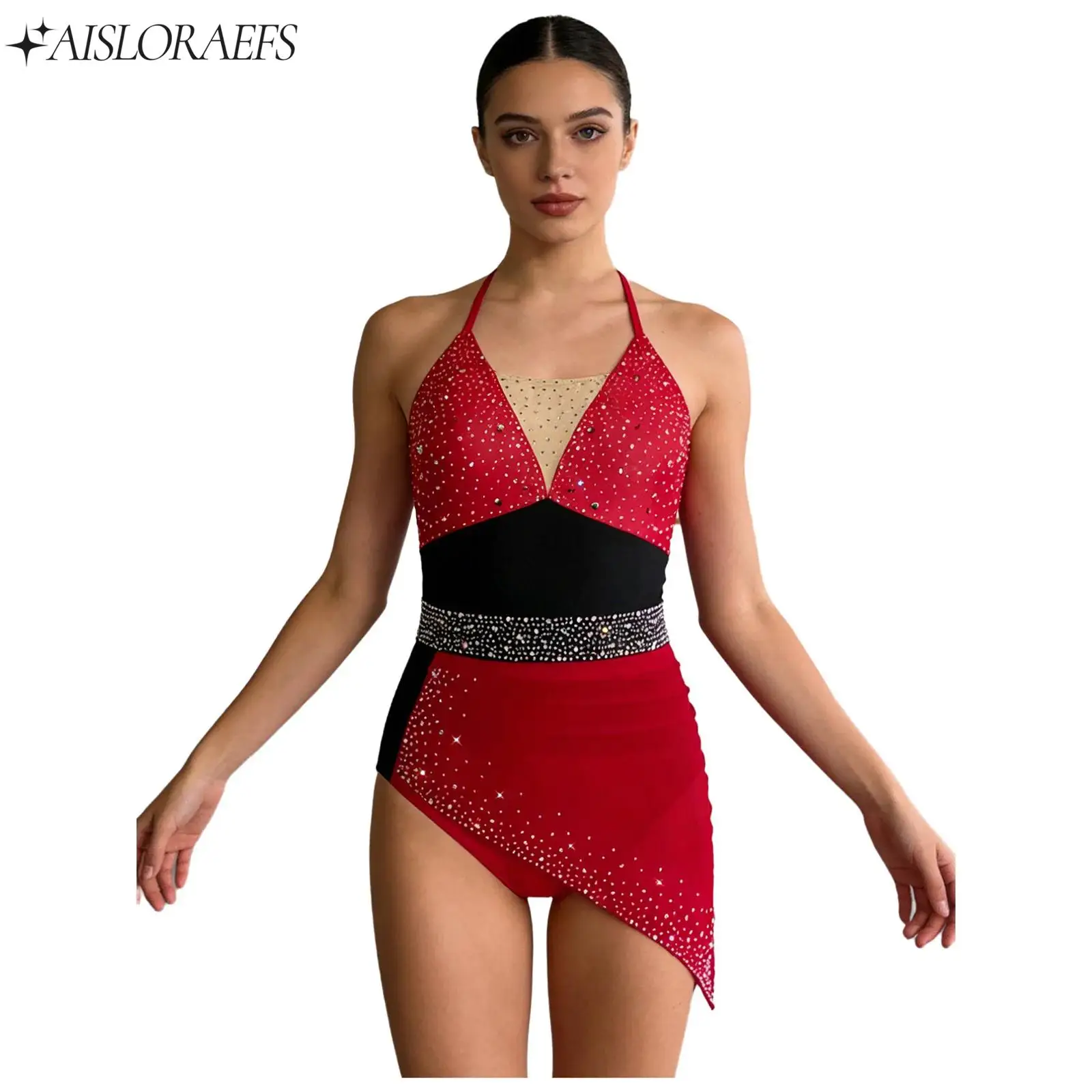 Womens Modern Ballet Lyrical Latin Dance Leotards Dress Rhinestone Sling Leotard Bodysuit for Gymnastics Skating Performance
Womens Modern Ballet Lyrical Latin Dance Leotards Dress Rhinestone Sling Leotard Bodysuit for Gymnastics Skating Performance