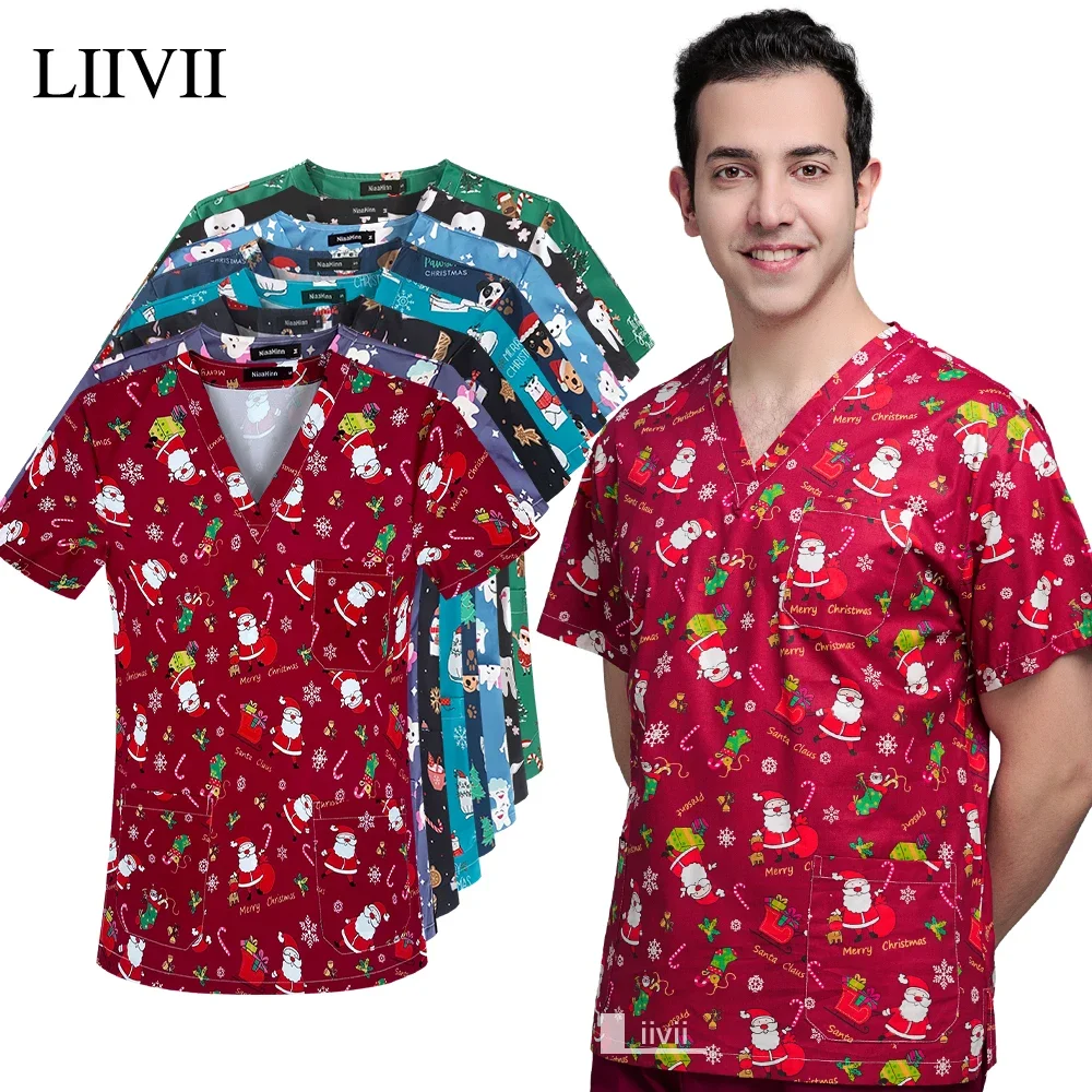 Unisex Medical Nurse Uniform Christmas Print Scrubs Tops Women Men Santa Claus T-shirt Spa Clinic Hospital Healthcare Spa Blouse
Unisex Medical Nurse Uniform Christmas Print Scrubs Tops Women Men Santa Claus T-shirt Spa Clinic Hospital Healthcare Spa Blouse