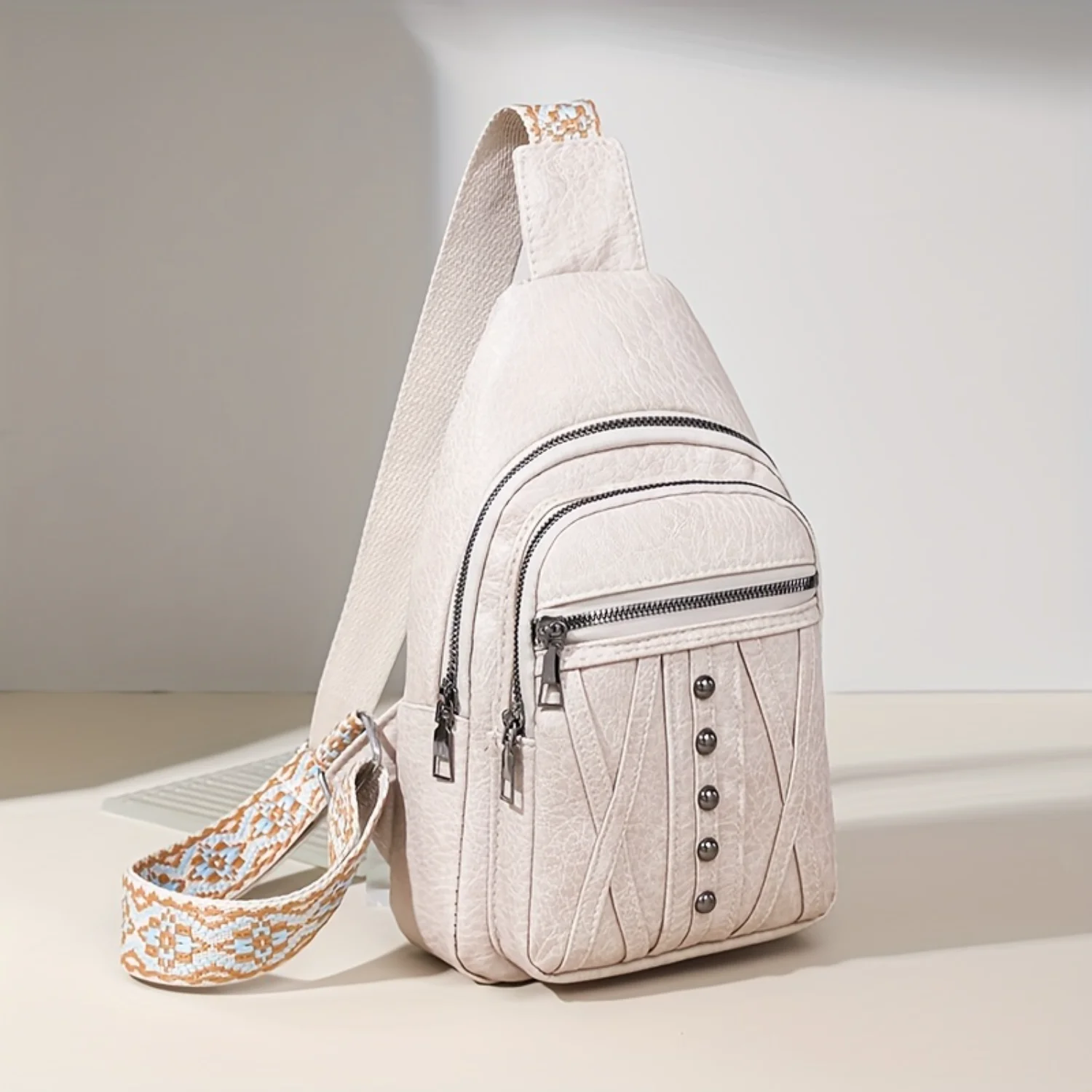 1pc, Women's Stylish Sling Backpack, PU Leather Multi-pocket Crossbody Bag, Lightweight Vintage Sport Travel Chest Bag
1pc, Women's Stylish Sling Backpack, PU Leather Multi-pocket Crossbody Bag, Lightweight Vintage Sport Travel Chest Bag