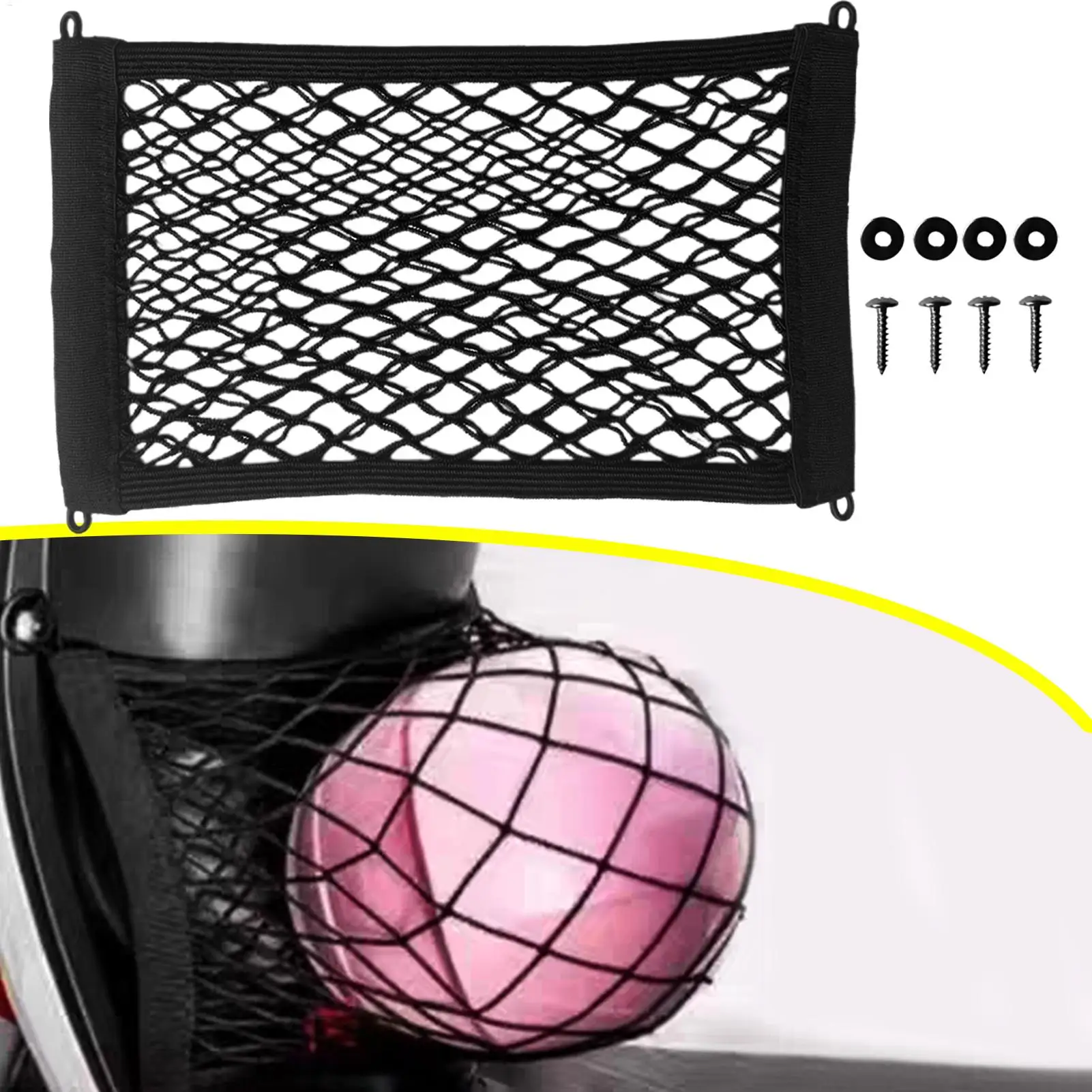 Motorcycle Cargo Net Luggage Net double-layer Helmet Storage Trunk Bag High elastic Fuel Tank Luggage Storage With 4 hook screws
Motorcycle Cargo Net Luggage Net double-layer Helmet Storage Trunk Bag High elastic Fuel Tank Luggage Storage With 4 hook screws