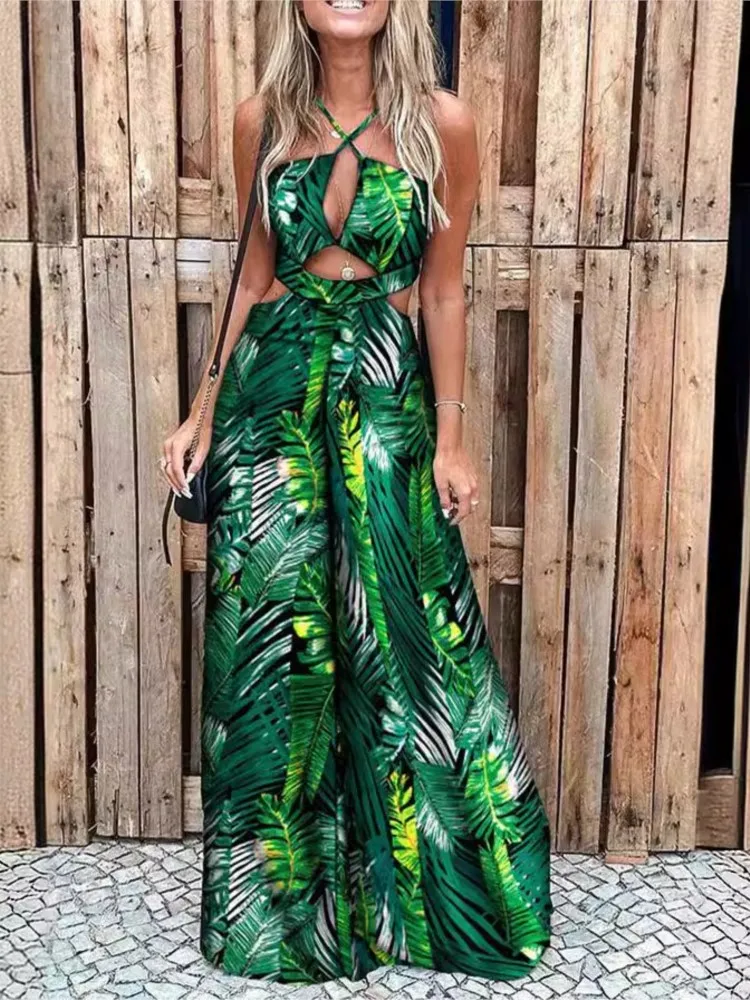 New Summer Women's Fashion Digital Printed Sexy Hanging Neck V-neck Strap Waist Beach Women's Jumpsuit
New Summer Women's Fashion Digital Printed Sexy Hanging Neck V-neck Strap Waist Beach Women's Jumpsuit