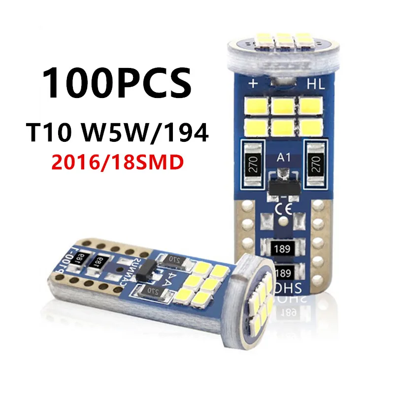 100PCS T10 W5W 194 LED CANBUS Bulb 2016/18smd 12V Car Interior Reading Lamp Clearance Lights License Plate Bulbs Dome Signal
100PCS T10 W5W 194 LED CANBUS Bulb 2016/18smd 12V Car Interior Reading Lamp Clearance Lights License Plate Bulbs Dome Signal