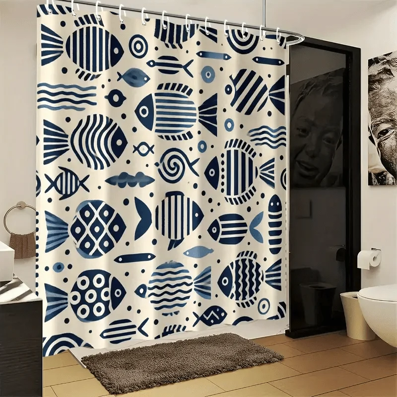 Blue Fish Shower Curtain Abstract Marine Life Pattern Waterproof Polyester Bathroom Decor Bath Curtain Set
Blue Fish Shower Curtain Abstract Marine Life Pattern Waterproof Polyester Bathroom Decor Bath Curtain Set