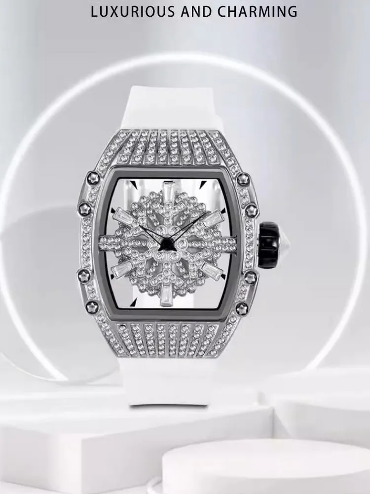 DINIMI Korean Full diamond-studded Fashion women watch Femininity Turn large dial rubber strap
DINIMI Korean Full diamond-studded Fashion women watch Femininity Turn large dial rubber strap