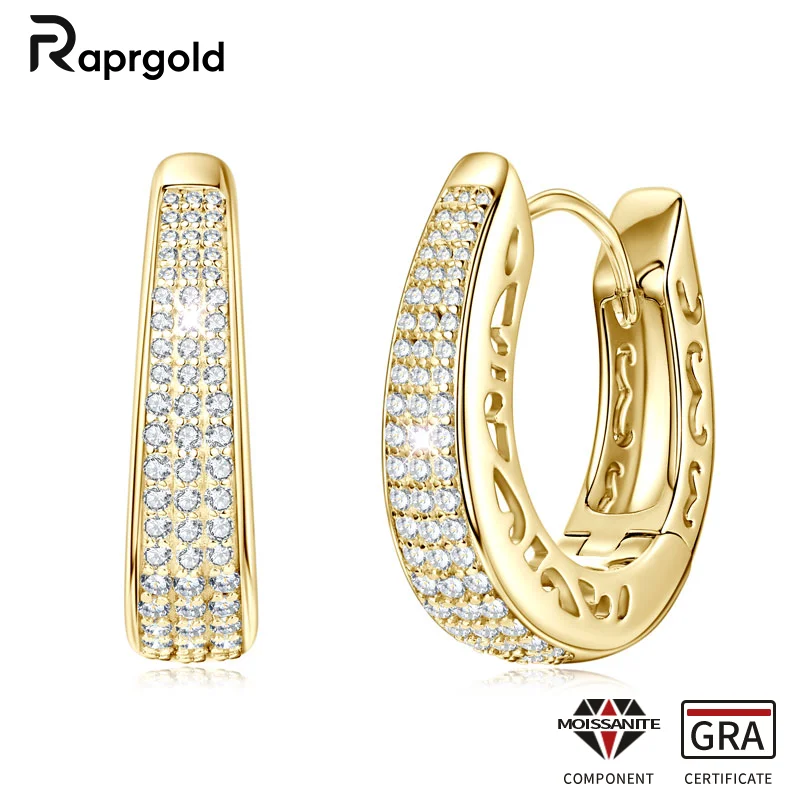 RAPRGOLD GRA Certified Full Moissanite Hollow Hoop Earring for Women s925 Sterling Silver Earring Fine Jewelry Gifts Pendientes
RAPRGOLD GRA Certified Full Moissanite Hollow Hoop Earring for Women s925 Sterling Silver Earring Fine Jewelry Gifts Pendientes