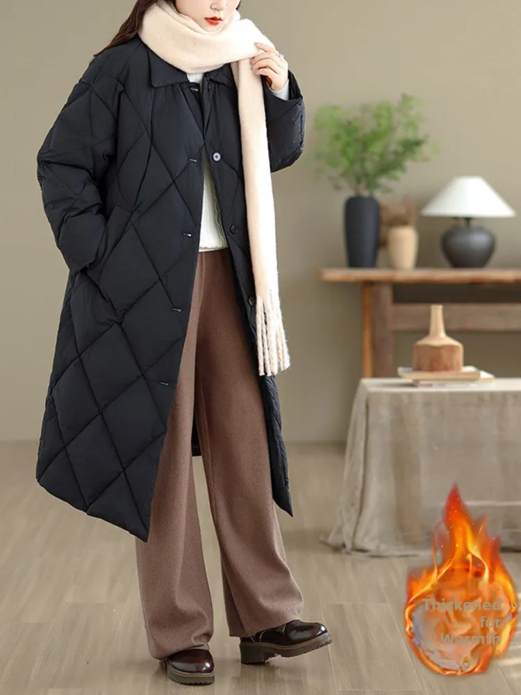 plus Size Women's Thiened Cotton Jaet Winter Middle-Length Single Button Pred Cotton Quilted Large Diamond Coat
plus Size Women's Thiened Cotton Jaet Winter Middle-Length Single Button Pred Cotton Quilted Large Diamond Coat