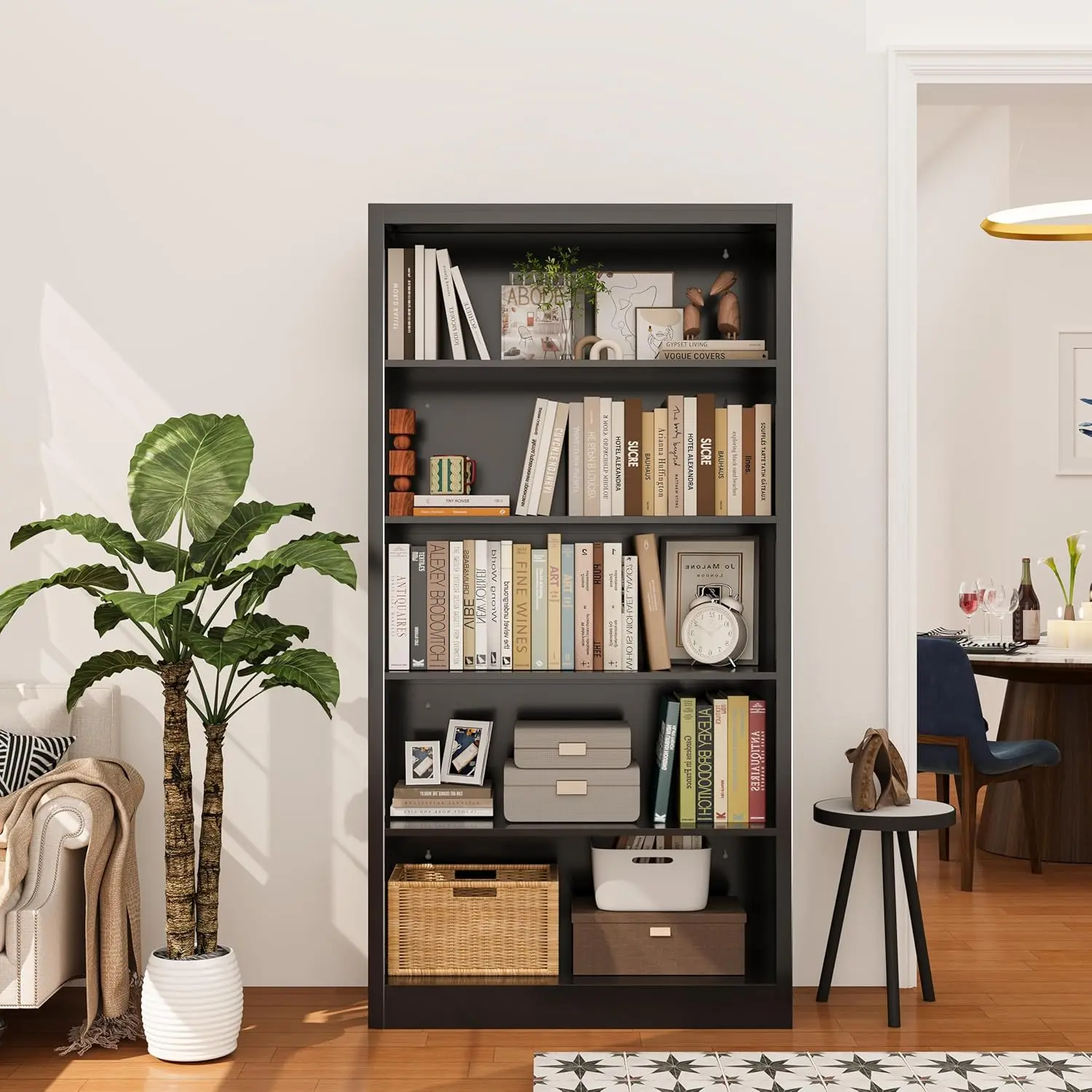 5-Shelf Metal Bookcase with Adjustable Shelves, 5-Tier Heavy Duty Black Bookshelf for Storage, Freestanding Open Display Storage Rack with Anti-Tipping Device for Library, Home Office, Living Room
5-Shelf Metal Bookcase with Adjustable Shelves, 5-Tier Heavy Duty Black Bookshelf for Storage, Freestanding Open Display Storage Rack with Anti-Tipping Device for Library, Home Office, Living Room