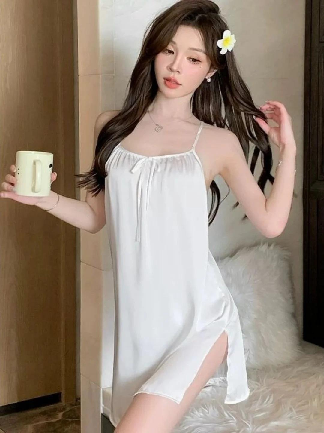 Sexy plus Size Women's Summer Backless Strap Sleep Dress Home Clothes Sleeveless Comfortable Breathable Sweet Style Mid-length
Sexy plus Size Women's Summer Backless Strap Sleep Dress Home Clothes Sleeveless Comfortable Breathable Sweet Style Mid-length