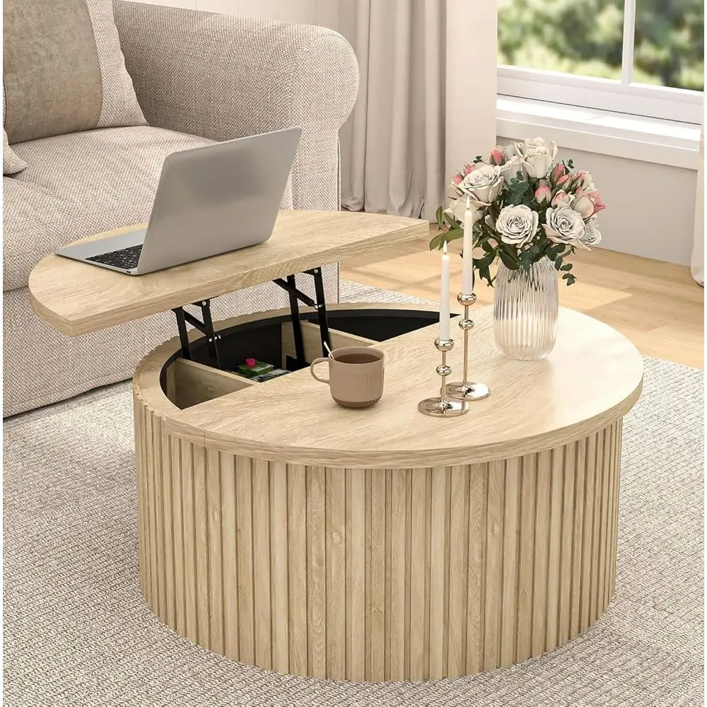 Round Wooden Coffee Table with Storage, 34.6 Diameter, Living Room Furniture, Circular Center Table with Hidden Compartment
Round Wooden Coffee Table with Storage, 34.6 Diameter, Living Room Furniture, Circular Center Table with Hidden Compartment